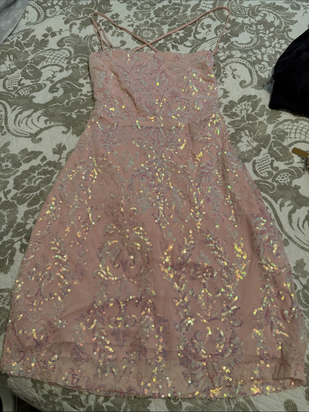 Windsor Blush Pink Sequin Prom Dress